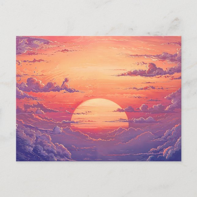 Sonnenhorizont - Lebendiger malerischer Illustrati Postkarte (Vorderseite)
