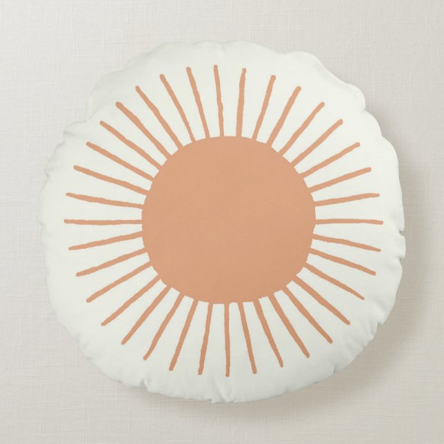 Sonnenkissen in Korallenrosa zum Kinderzimmer Rundes Kissen (Vorderseite)