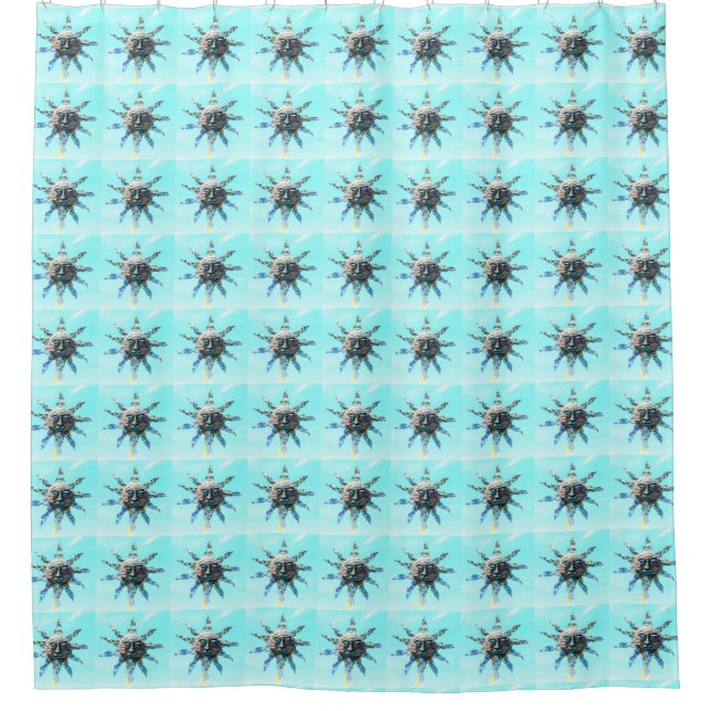 Sonnenkollektoren mit hellblauem Muster Duschvorhang (Vorderseite)