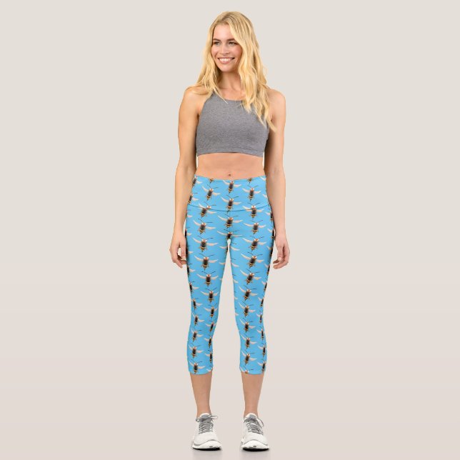 Sonnenlich wütende Hornet Wespe Cartoon Illustrati Capri Leggings (Vorderseite)