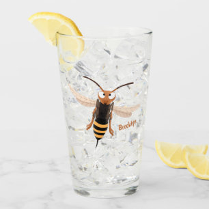Sonnenlich wütende Hornet Wespe Cartoon Illustrati Glas