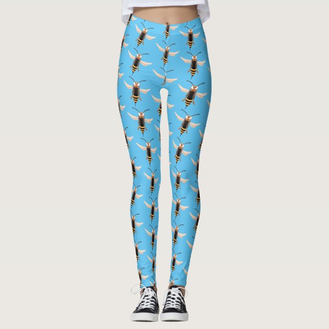Sonnenlich wütende Hornet Wespe Cartoon Illustrati Leggings (Vorderseite)
