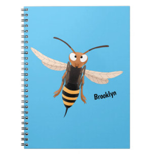 Sonnenlich wütende Hornet Wespe Cartoon Illustrati Notizblock