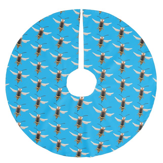 Sonnenlich wütende Hornet Wespe Cartoon Illustrati Polyester Weihnachtsbaumdecke (Vorderseite)