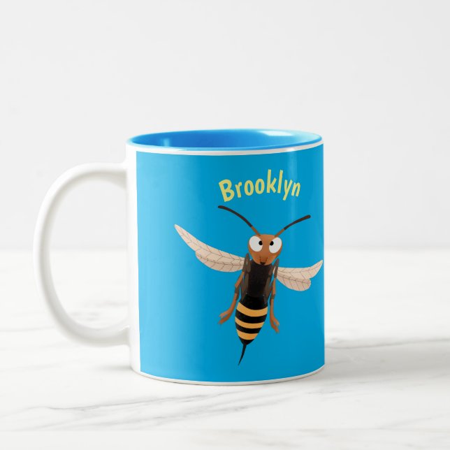 Sonnenlich wütende Hornet Wespe Cartoon Illustrati Zweifarbige Tasse (Links)