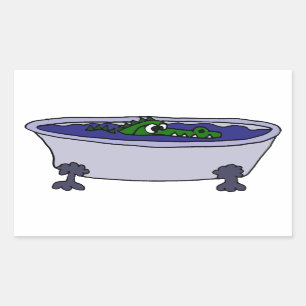 Sonnenlicher Alligator im Cartoon der Badewanne Rechteckiger Aufkleber