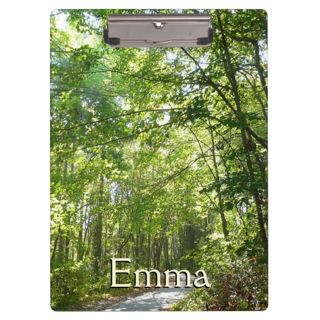 Sonnenlicht auf dem Waldweg im Centennial Park Klemmbrett (Vorderseite)