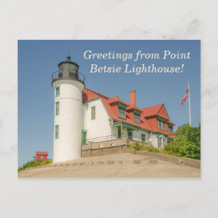 Sonnenlicht auf Point Betsie Lighthouse Postcard Postkarte