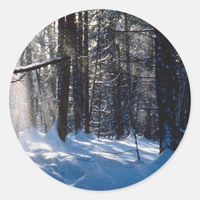 Sonnenlicht auf Schnee Runder Aufkleber (Vorderseite)