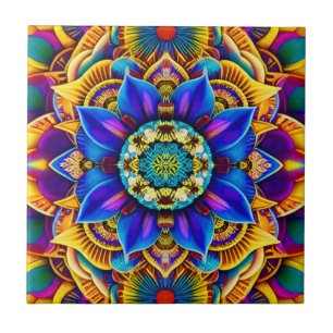 Sonnenlicht Blau Mandala  Fliese