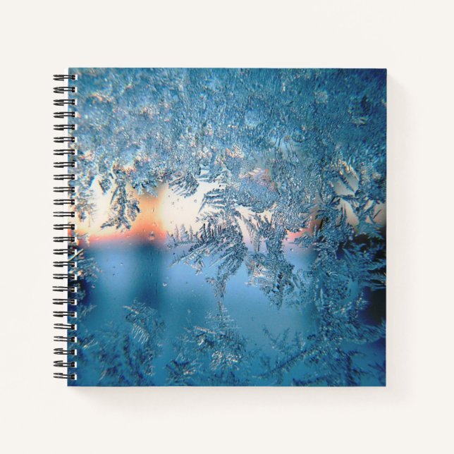 Sonnenlicht durch winterliche gefrorene Scheiben Notizbuch (Vorderseite)