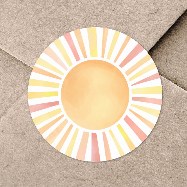 Sonnenlicht Gelborange Sonne Runder Aufkleber (Sunshine Yellow Orange Sun Classic Round Sticker )