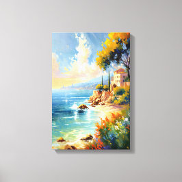 Sonnenlicht mediterrane Küste Impressionistische K Leinwanddruck