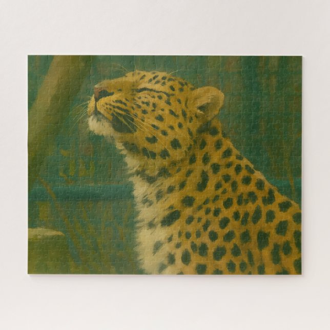 Sonnenlicht - Ruhender Leopard im Waldlicht Puzzle (Horizontal)