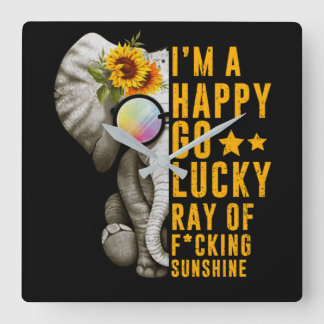 Sonnenlicht Sonnenblumen positive Zitat Elephant Quadratische Wanduhr