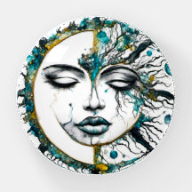Sonnenlicht und Moonface Glas Paperweight
