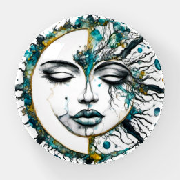 Sonnenlicht und Moonface Glas Paperweight Briefbeschwerer