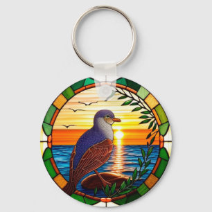 Sonnenlicht-Vogelmosaik-Geschenk für Naturliebhabe Schlüsselanhänger