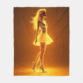 Sonnenlichte Modefrau mit Neonkörper-Glanz Fleecedecke