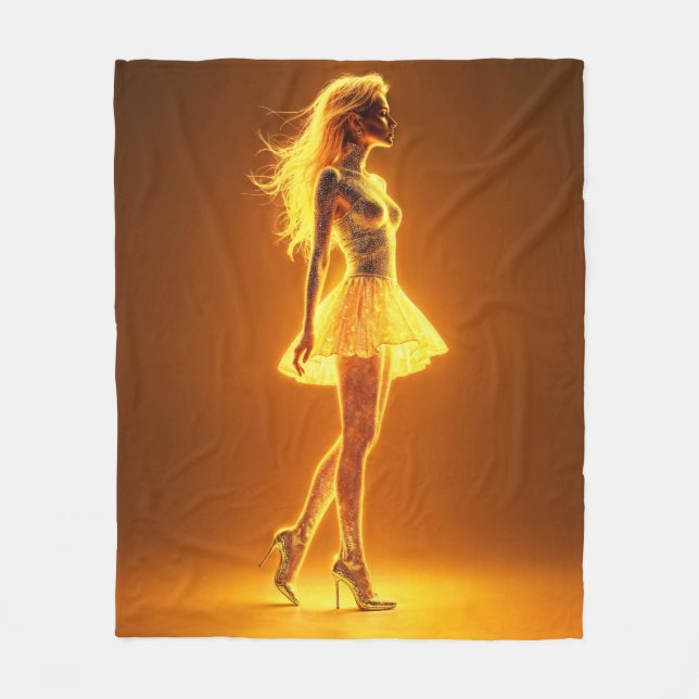 Sonnenlichte Modefrau mit Neonkörper-Glanz Fleecedecke (Vorderseite)