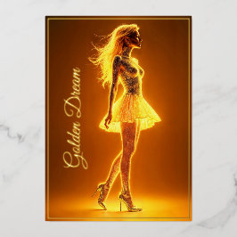 Sonnenlichte Modefrau mit Neonkörper-Glanz Folieneinladung