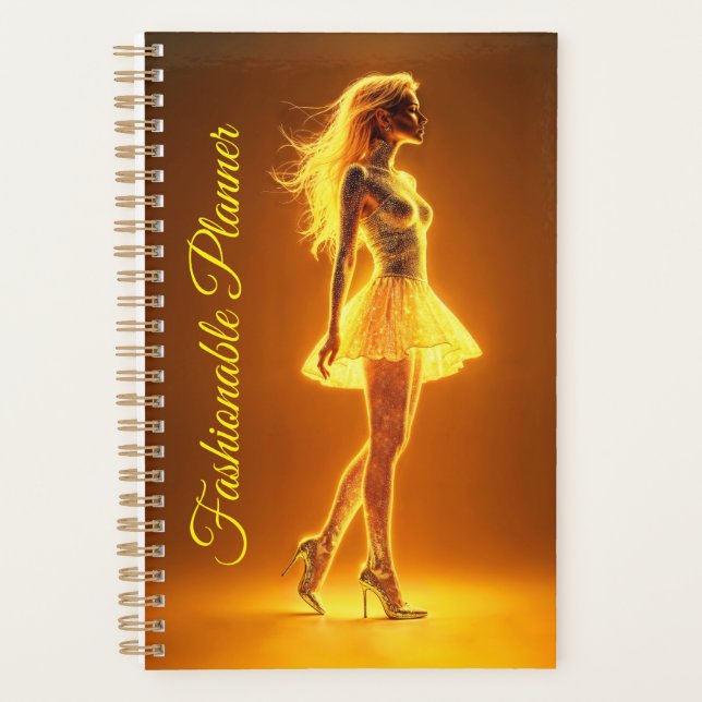 Sonnenlichte Modefrau mit Neonkörper-Glanz Planer (Vorderseite)