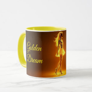 Sonnenlichte Modefrau mit Neonkörper-Glanz Tasse