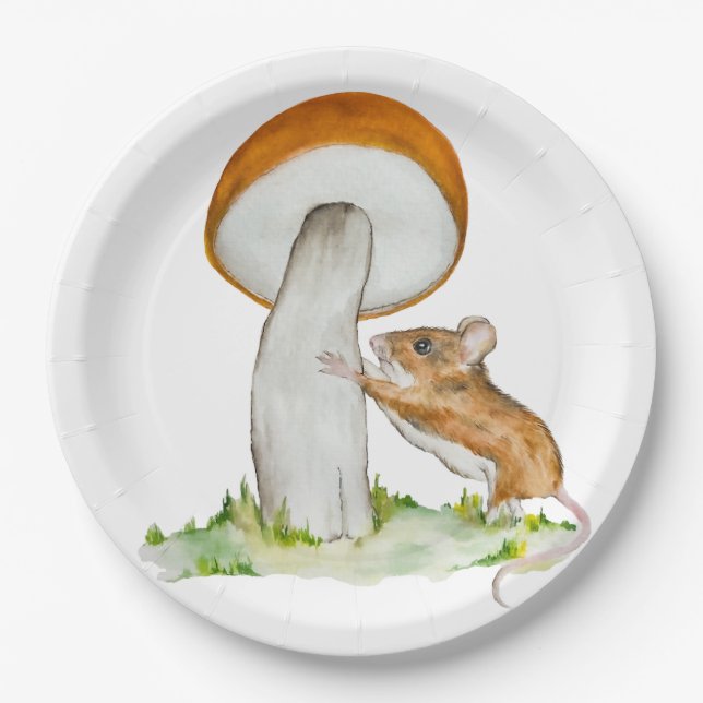 Sonnenmaus mit wildem Pilz Pappteller (Vorderseite)