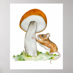 Sonnenmaus mit wildem Pilz Poster