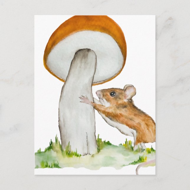 Sonnenmaus mit wildem Pilz Postkarte (Vorderseite)