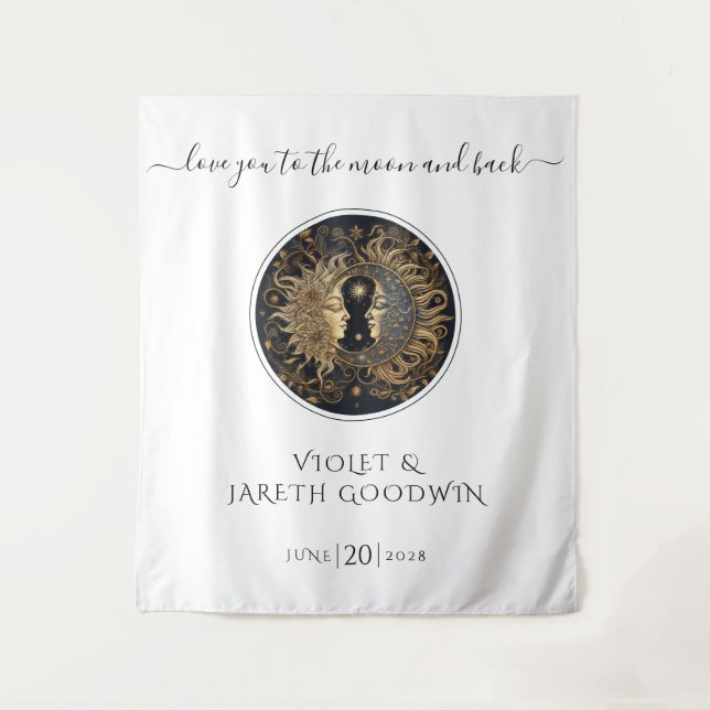 Sonnenmond Hochzeitsband Wandteppich (Vorderseite)