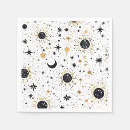 Sonnenmondstars aus Schwarz und Gold Serviette