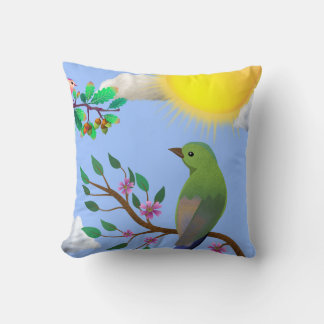 Sonnenmorgen-Singvogel-Kissenbezug Kissen