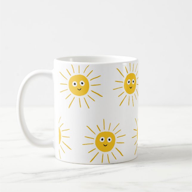 Sonnenmotive: Vintag skizzenhaft nahtlos. Kaffeetasse (Links)