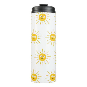 Sonnenmotive: Vintag skizzenhaft nahtlos. Thermosbecher