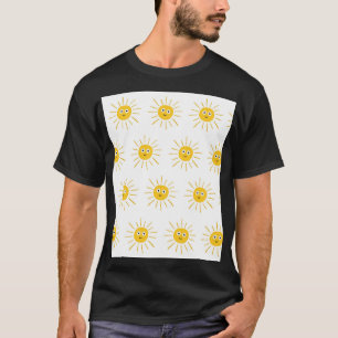 Sonnenmotive: vintage skizzenhafte Nahtlosigkeit. T-Shirt