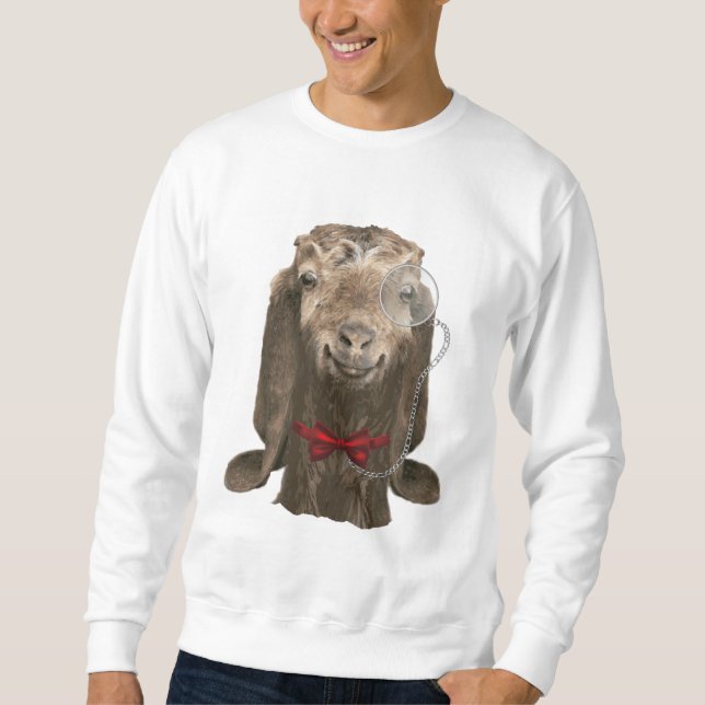 Sonnennubische Ziege mit Monocle Sweatshirt (Vorderseite)