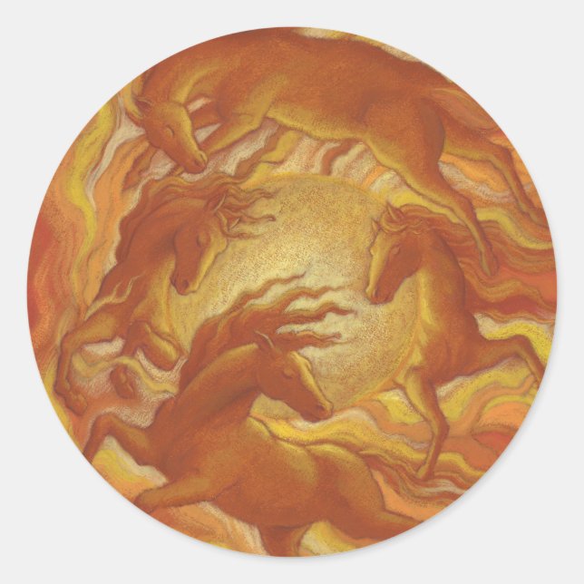 Sonnenpferde Runder Aufkleber (Vorderseite)