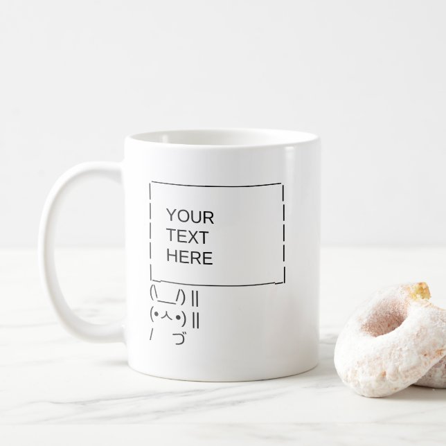 Sonnenprotestzeichen / Anpassbare ASCII-Textkunst Kaffeetasse (Mit Donut)