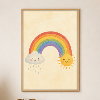 Sonnenregenbogen Gouache Boho Kunstposter Poster