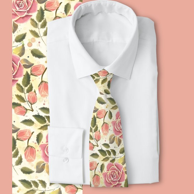 Sonnenrosen  krawatte (Pink rose nature floral, perfect for weddings, engagements and anniversaries )