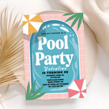 Sonnenroter Pink Palm Springs Pool Geburtstag
