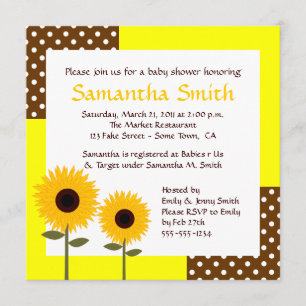 Sonnensblumen-Baby-Shower-Einladung - Gelb & Braun Einladung