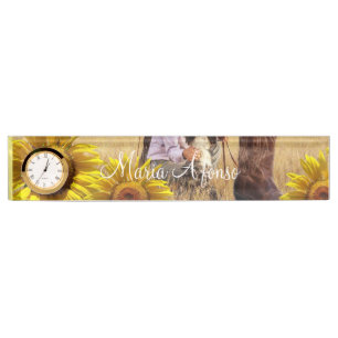 Sonnensblumen-Cowboy-Schreibtisch Namensschild Namensplakette