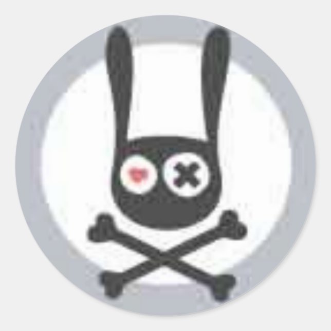 Sonnenschädel und Kreuzknochen mit Herz und X Auge Runder Aufkleber (Vorderseite)