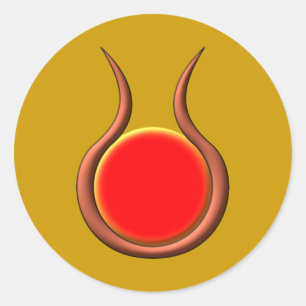 Sonnenscheibe Hörner sun disk horns Runder Aufkleber