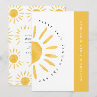 Sonnenschein 1. Geburtstag Aquarell Gelb