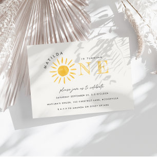 Sonnenschein 1. Geburtstag Aquarell Gelb Einladung