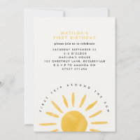 Sonnenschein 1. Geburtstag Aquarell Gelb