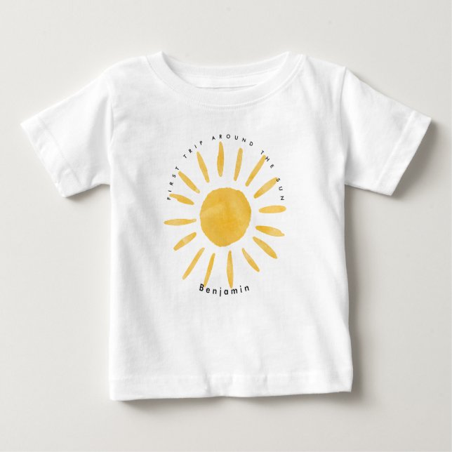 Sonnenschein 1. Geburtstag Aquarellsonne Baby T-shirt (Vorderseite)